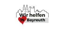 Logo mit Schriftzug Wir helfen in Bayreuth und einer Stadtsilhouette